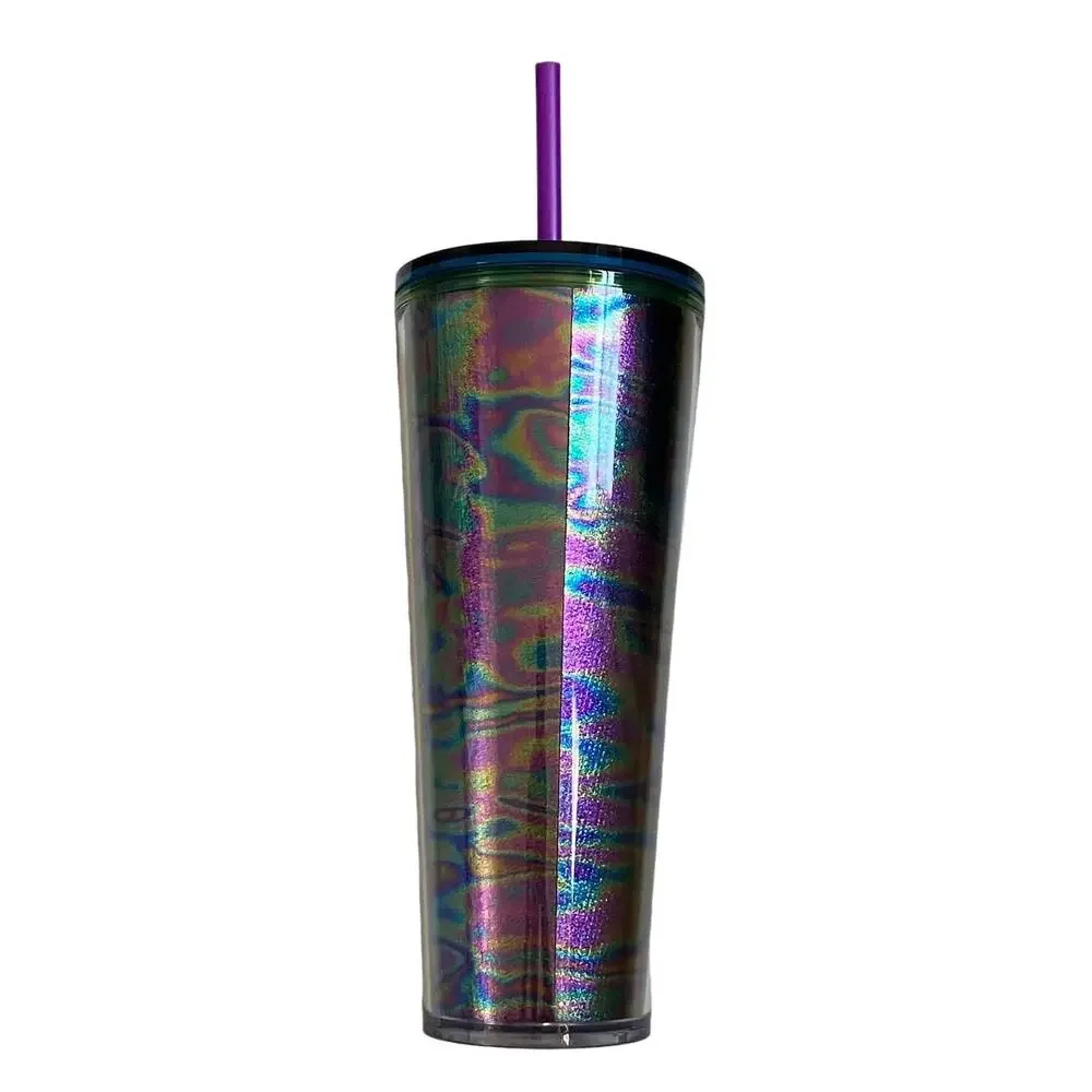 New Starbucks Purple Blue Green Chrome Swirl Venti Cup 24 oz